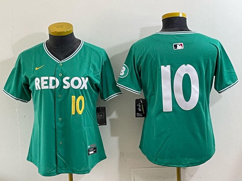 Women 2025 Boston Red Sox 10 No Name Drak Green Joint Name Nike MLB Jersey 05